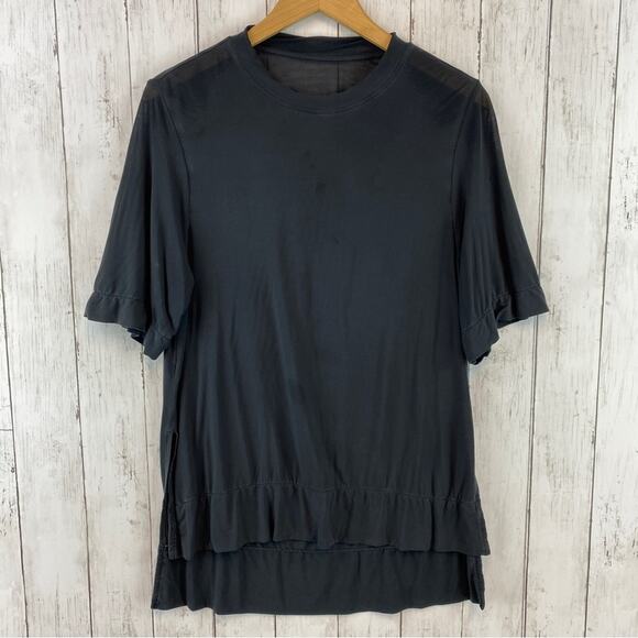 ADAY Charcoal Grey Modal Essentialist Oversized Slouchy Hi Low Hem Tee Size XS - Picture 1 of 10